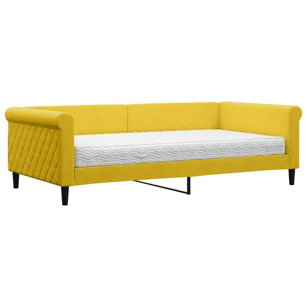 vidaXL Sof&aacute; cama con colch&oacute;n terciopelo amarillo 100x200 cm