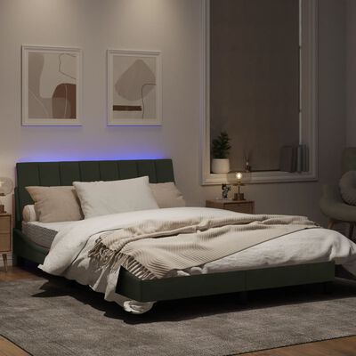 vidaXL Estructura cama con luces LED terciopelo gris claro 140x190 cm