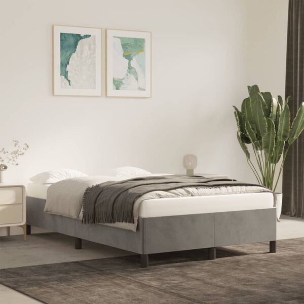 vidaXL Estructura de cama sin colch&oacute;n terciopelo gris claro 120x190 cm