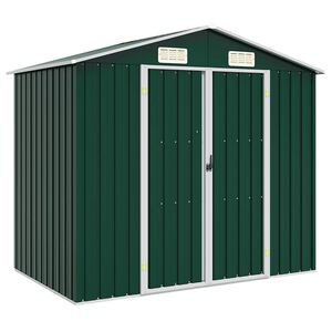 vidaXL Cobertizo de jard&iacute;n acero galvanizado verde 205x129x183 cm