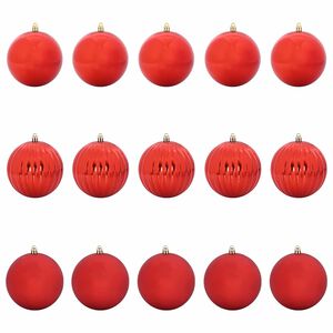 vidaXL Set de Bolas de Navidad XL 15 pcs Rojo Pl&aacute;stico