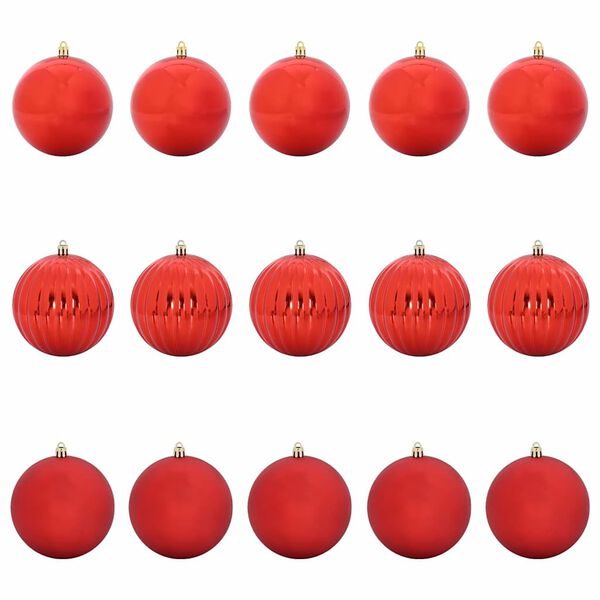 vidaXL Set de Bolas de Navidad XL 15 pcs Rojo Pl&aacute;stico