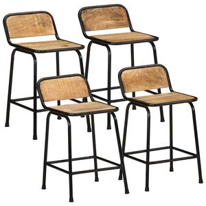 vidaXL Taburetes de barra 4 uds 46x35,5x70 cm madera maciza de mango