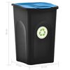 vidaXL Cubo de basura con tapa de bisagra negro y azul 50 L