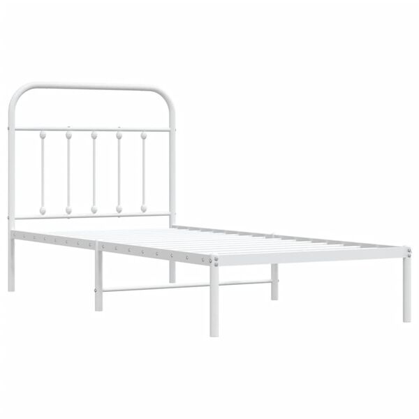 vidaXL Estructura cama sin colchón con cabecero metal blanco 90x190 cm