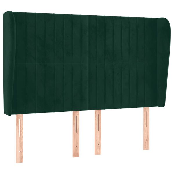 vidaXL Cabecero con orejas de terciopelo verde oscuro 147x23x118/128cm