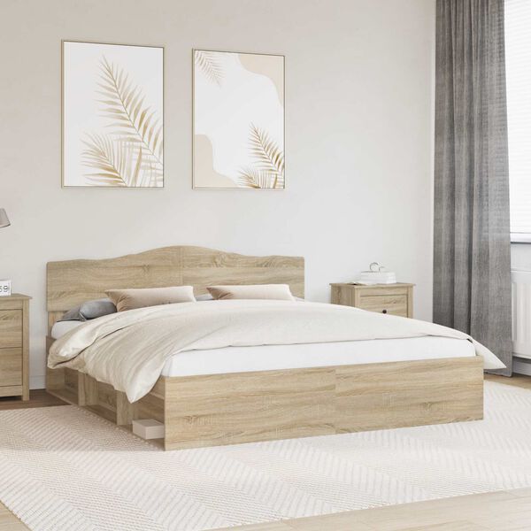vidaXL Estructura de cama Sonoma 200 x 200 cm Madera de pino macizo