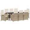 vidaXL Conjunto de Comedor de Jard&iacute;n 9 uds. Beige rat&aacute;n sint&eacute;tico