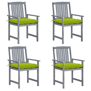 vidaXL Sillas de jard&iacute;n con cojines 4 uds madera maciza de acacia gris