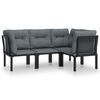vidaXL Set de muebles de jardín 4 piezas ratán sintético negro y gris