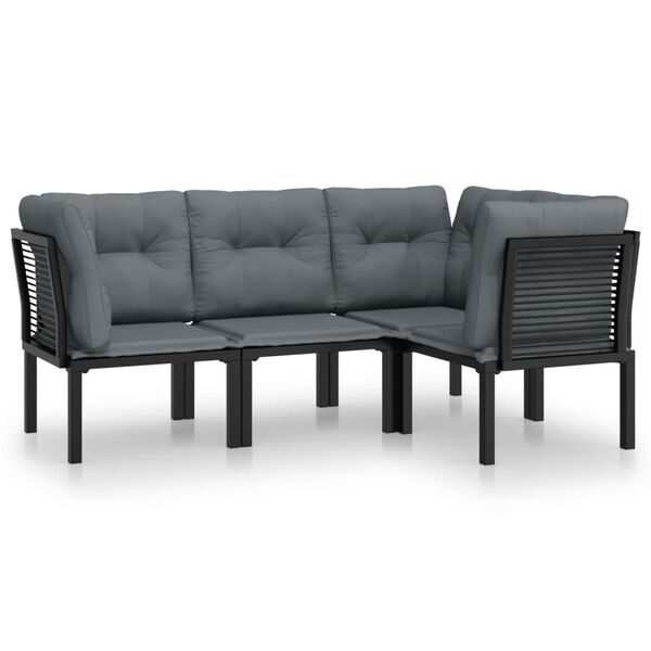 vidaXL Set de muebles de jardín 4 piezas ratán sintético negro y gris
