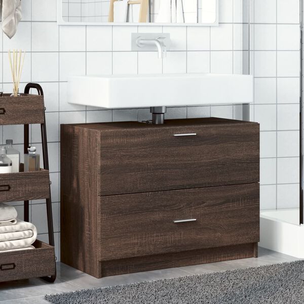 vidaXL Armario de lavabo madera de ingenier&iacute;a marr&oacute;n roble 78x37x59 cm