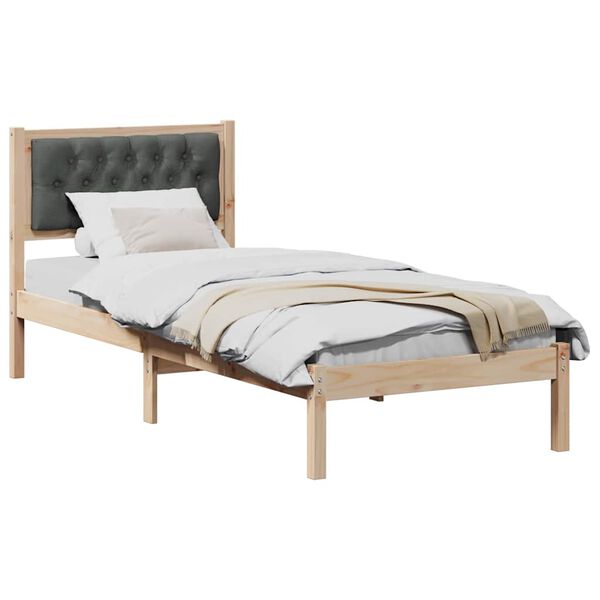 vidaXL Estructura de cama con cabecera Gris oscuro 90 x 190 cm