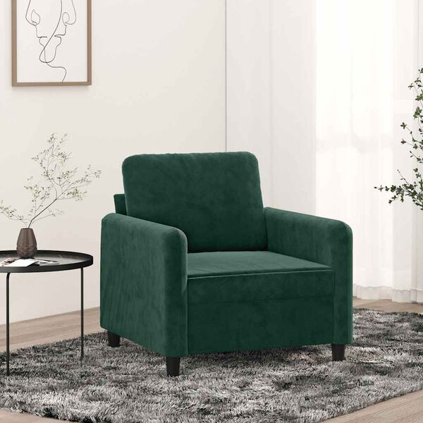 vidaXL Sill&oacute;n de terciopelo verde oscuro 60 cm