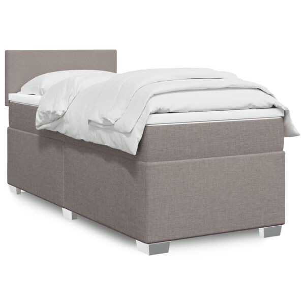 vidaXL Cama box spring con colch&oacute;n tela gris taupe 90x190 cm