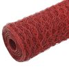 vidaXL Alambrada de gallinero acero revestimiento PVC rojo 25x0,75 m