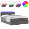 vidaXL Cama otomana colchón y LED cuero sintético gris 140x200 cm
