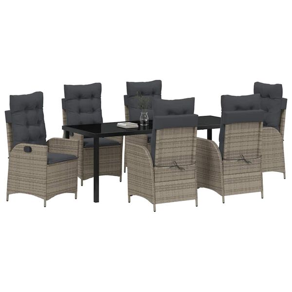 vidaXL Conjunto de Comedor de Jard&iacute;n 7 pcs Gris rat&aacute;n sint&eacute;tico