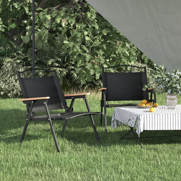 vidaXL Sillas de camping 2 uds tela Oxford negro 54x43x59 cm