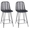 vidaXL Silla de Bar 2 pcs Negro 44,5 x 54,5 x 97,5 cm Ratan e Hierro