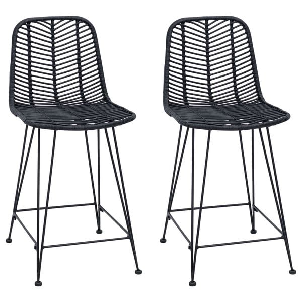 vidaXL Silla de Bar 2 pcs Negro 44,5 x 54,5 x 97,5 cm Ratan e Hierro