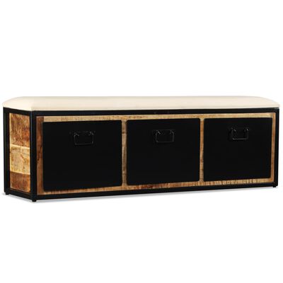 vidaXL Banco almacenaje con 3 cajones madera maciza mango 120x30x40 cm