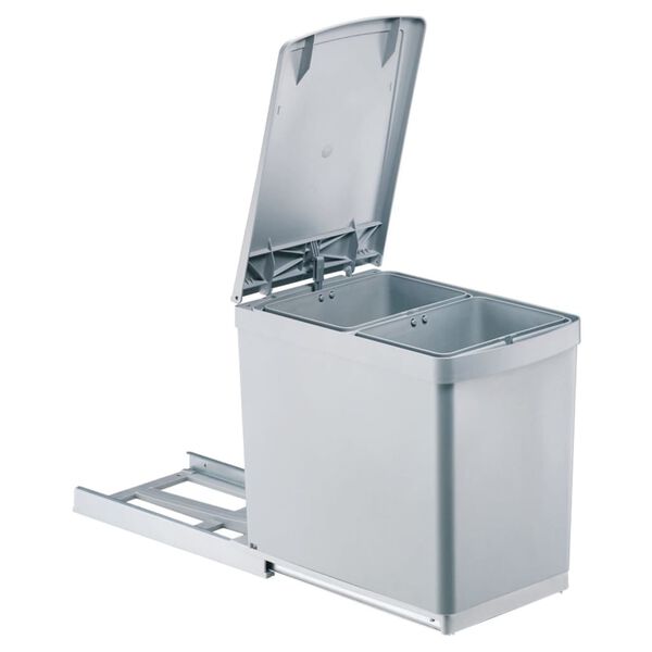 eyckhaus Cubo de reciclaje con ruedas empotrado gris plata 2x7,5 L