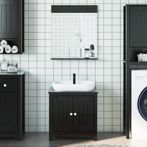 vidaXL Juego de muebles de ba&ntilde;o BERG 2 pzas madera maciza pino negro
