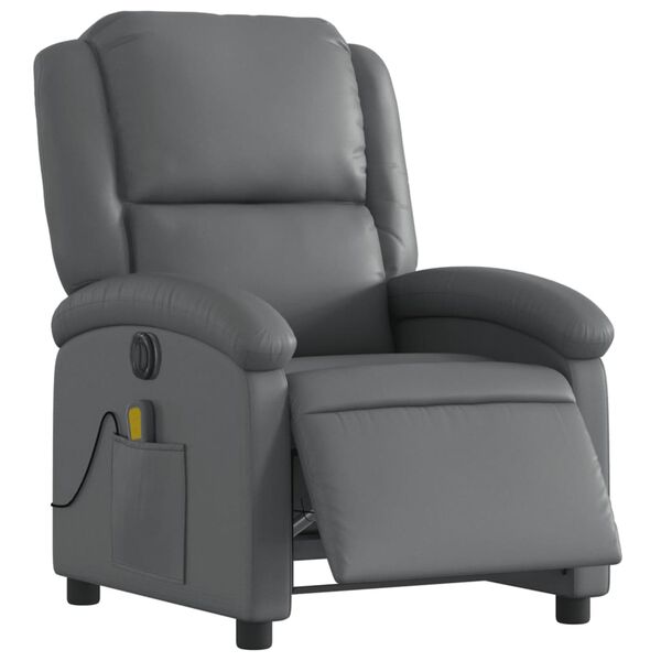 vidaXL Sill&oacute;n de masaje reclinable el&eacute;ctrico cuero sint&eacute;tico gris