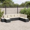 vidaXL Conjunto de sof&aacute; de jard&iacute;n 8 pcs Negro y crema rat&aacute;n sint&eacute;tico