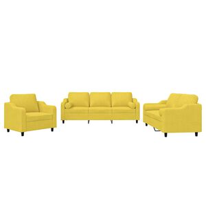 vidaXL Juego de sof&aacute;s con cojines 3 piezas tela amarillo claro