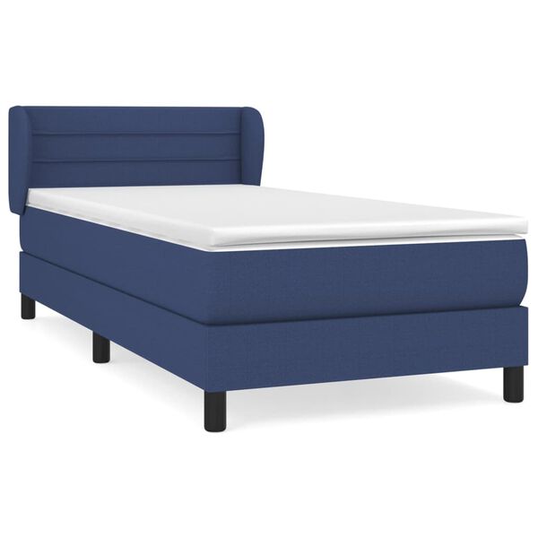 vidaXL Cama box spring con colch&oacute;n tela azul 90x200 cm