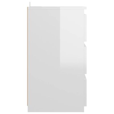 vidaXL Mesita de noche madera contrachapada blanco brillo 40x35x62,5cm