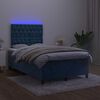 vidaXL Cama box spring colch&oacute;n y LED terciopelo azul oscuro 120x200 cm