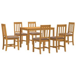 vidaXL Conjunto de comedor 7 uds. Gris Madera de Roble S&oacute;lido