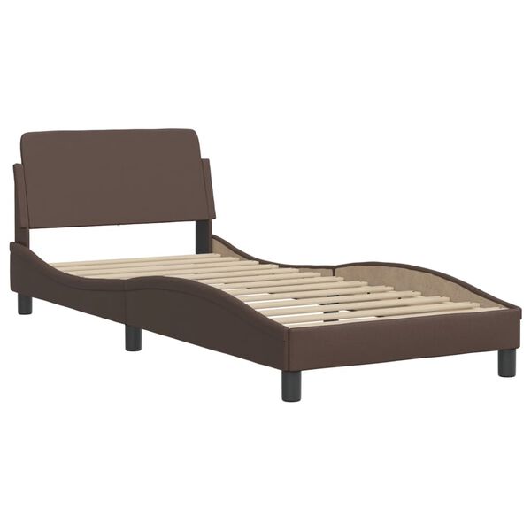 vidaXL Cama con colch&oacute;n Dover cuero sint&eacute;tico marr&oacute;n 90x190 cm
