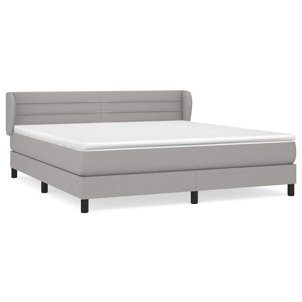 vidaXL Cama box spring con colch&oacute;n tela gris claro 160x200 cm