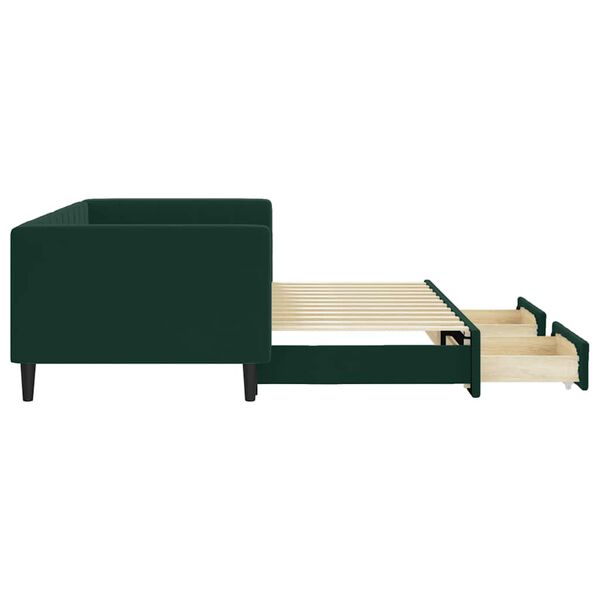 vidaXL Sof&aacute; cama nido con cajones terciopelo verde oscuro 90x200 cm