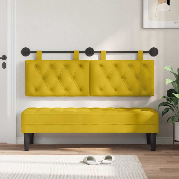 vidaXL Cabecera Colgante Amarillo 130 x 55 x 7 cm Terciopelo