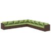 vidaXL Set muebles de jard&iacute;n 9 piezas y cojines rat&aacute;n sint&eacute;tico marr&oacute;n