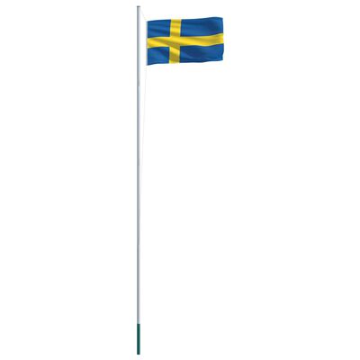 vidaXL Bandera de Suecia y mástil de aluminio 6,2 m