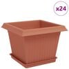 vidaXL Macetas 24 pcs Rojo Ladrillo 23 x 23 x 17,5 cm Pl&aacute;stico