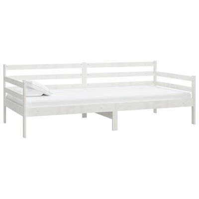 vidaXL Sofá cama de madera maciza de pino blanco 90x200 cm