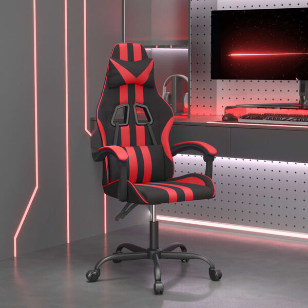 vidaXL Silla gaming cuero sint&eacute;tico negro y rojo