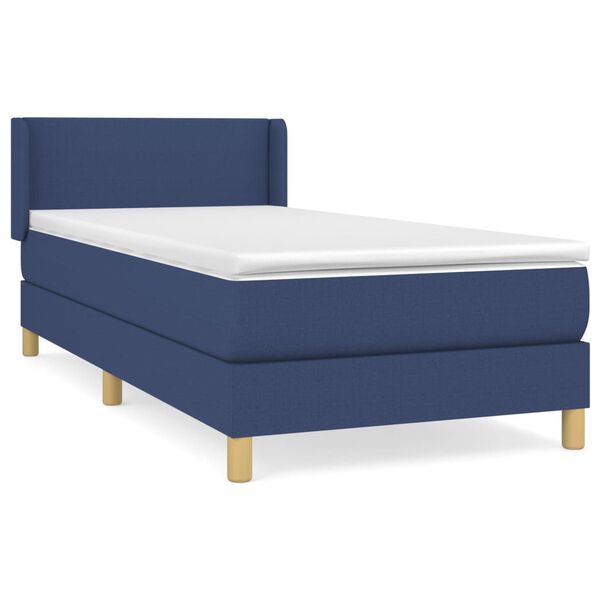 vidaXL Cama box spring con colch&oacute;n tela azul 90x190 cm