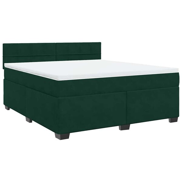 vidaXL Cama box spring con colch&oacute;n terciopelo verde oscuro 180x200 cm