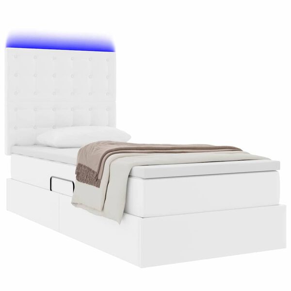 vidaXL Cama con almacenamiento y LED Puro 100 x 200 cm Cuero sint&eacute;tico