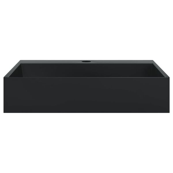 vidaXL Lavabo de fundición de mineral/mármol negro mate 50x38x11 cm