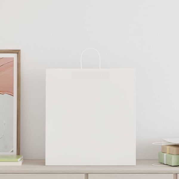 vidaXL Bolsas de papel con asas 50 uds blanca 45x17x48 cm