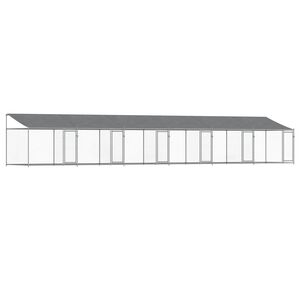 vidaXL Jaula de perros techo y puertas acero galvanizado gris 12x2x2 m